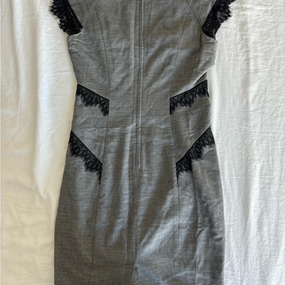 Rebecca Taylor Gray And Black Lace Dress Sz 4 - Picture 4 of 4